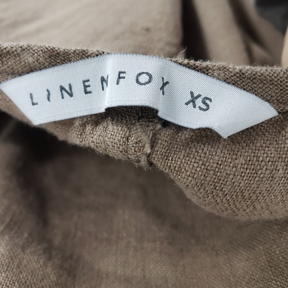 LINENFOX Linen Midi Dress XS Sleeveless Sundress A Line Casual Minimalist Taupe - Picture 3 of 10